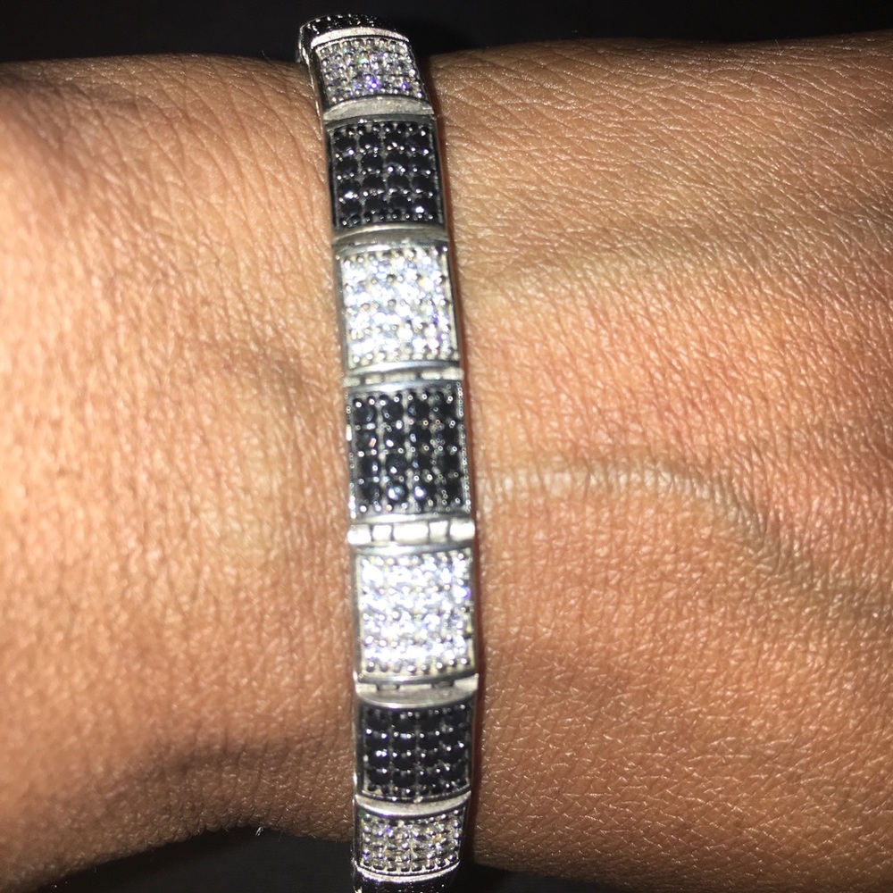 Sterling Silver 9 inch blk diamonds/diamonds cwt